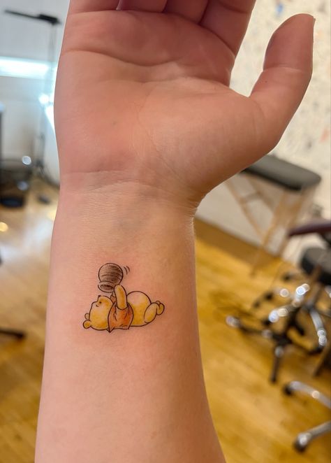 Winnie The Pooh Wrist Tattoo, Hunny Pot Winnie The Pooh Tattoo, Tiny Pooh Bear Tattoo, Small Disney Wrist Tattoos, Winnie The Pooh Tattoo Simple, Whitney The Pooh Tattoo, Winnie The Pooh Butterfly Tattoo, Winnie The Pooh Flash Tattoo, Pooh And Tigger Tattoos