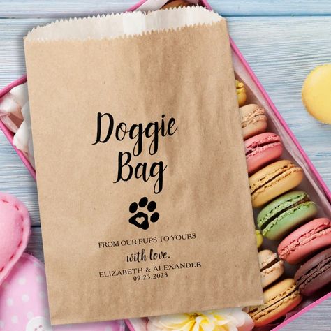 Doggie Bag Biscuit Bar Dog Treat Wedding Favor Bag  Zazzle Wedding Favors Dog, Dog Treat Wedding, Doggie Bag, Wedding Favor Table, Biscuit Bar, Treat Bar, Gourmet Candy, Dog Bag, Wedding Favor Bags