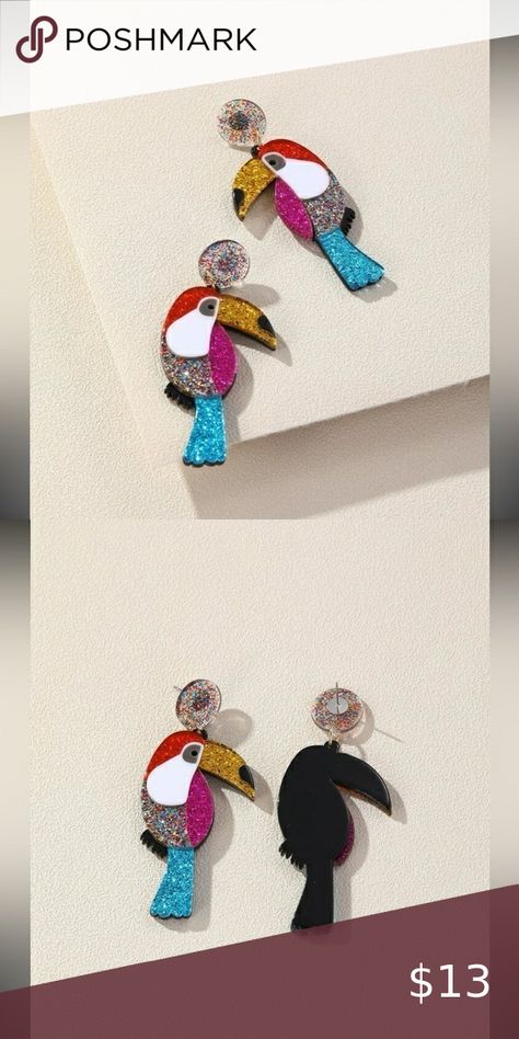 Toucan Earrings Toucan Earrings, Statement Earring, Tropical Birds, Fun Earrings, Colorful Design, Shop Earrings, Statement Earrings, Design Features, Color Design