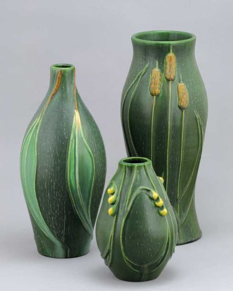 Furniture & Art in the Arts & Crafts Interior | Design for the Arts & Crafts House | Arts & Crafts Homes Online Vases Pots, Arts And Crafts Interior Design, Green Vases, Carved Pottery, Summer Arts And Crafts, Arts And Crafts Interiors, Arts And Crafts Storage, Arts And Crafts For Teens, Arts And Crafts Furniture