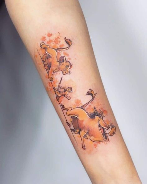 Re Leone Tattoo, Nala Tattoo, Simba Tattoo, Cat Lover Tattoo, Lion King Tattoo, Disney Sleeve, King Tattoos, Timon And Pumbaa, Simba And Nala