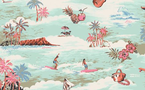 Painting Wallpaper Laptop, Summer Prints Wallpaper, Beachy Wallpapers, Beachy Wallpaper, Macbook Air Wallpaper, Futurisme Retro, Coastal Wallpaper, Paris Painting, Aloha Print