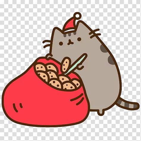 Pusheen Cat Christmas, Cute Christmas Cat Art, Christmas Cats Aesthetic, Christmas Cat Cartoon, Cat Transparent Background, Pusheen Christmas, Pusheen Wallpaper, Cat Transparent, Santa Claus House