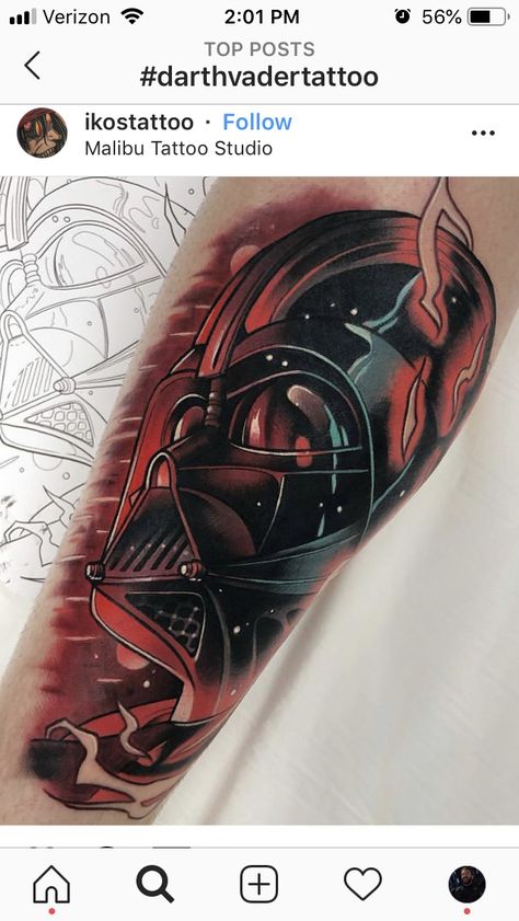 Darth Vader Tattoo Design, Vader Tattoo, Star Wars Tattoo Sleeve, Darth Vader Tattoo, Tattoo Perna, Yakuza Tattoo, Blackout Tattoo, Dark Vador, Star Wars Tattoo