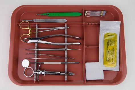 The Simple Extraction Tray Setup Dental Assistant Study, Dental Extraction, Dental Aesthetics, Dentistry Student, Diy Teething, Dental School, Tooth Extraction, Pediatric Dentist, Dental Assistant