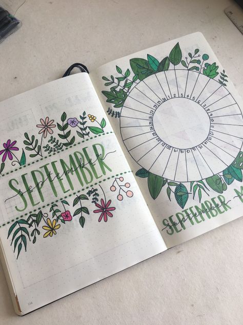 September title page and mood tracker from my bullet journal #drawing #unique #drawing September Title, Bullet Journal Title Page, Bullet Journal September, Bullet Journal Titles, May Bullet Journal, March Bullet Journal, Bullet Journal Monthly Spread, Bullet Journal 2019, Bullet Journal Cover Page