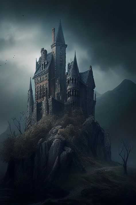 Ashe League Of Legends, Vampire House, Castle Wall Art, Witches Castle, Eerie Places, Abstract Art Images, Dark Castle, Japanese Architect, Gothic Fantasy Art