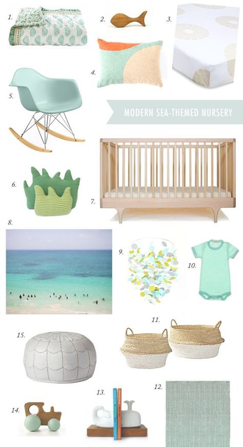 Modern sea-theme nursery board | 100 Layer Cakelet Boy Nursery Themes, Beach Nursery, Sea Nursery, Baby Boy Nursery Themes, Modern Nursery Decor, Theme Nursery, Nursery Modern, Sea Theme, Nursery Inspiration