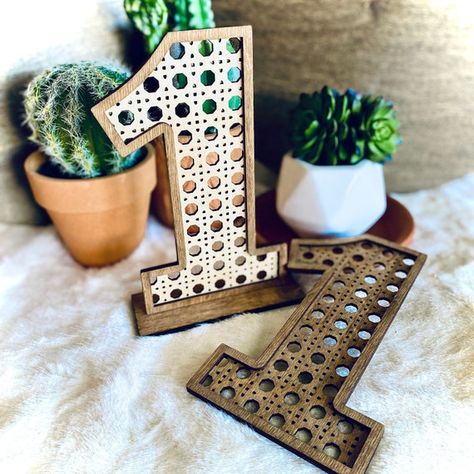 Rattan Cane Pattern Wooden Numbers // Terracotta Wedding // | Etsy Birthday Number Decoration, Boho Party Decor, Family Photo Gifts, Boho Party Decorations, Photo Frame Ornaments, Picture Frame Ornaments, Wedding Rentals Decor, Rattan Cane, Terracotta Wedding