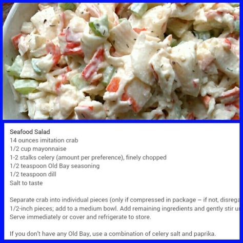 White Crab Meat Recipes, Sea Food Ideas, Artificial Crab Meat Recipes, Sea Food Salad, Seafood Salads, Crab Food, Crab Pasta, Crab Salad Recipe, Sea Food Salad Recipes