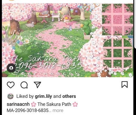 Acnh Blossom Path, Acnh Floor Design Codes Flower, Cherry Blossom Path Animal Crossing, Animal Crossing Sakura Path, Acnh Cherry Blossom Ideas, Acnh Sakura Path, Acnh Cherry Blossom Path Designs, Acnh Pathing, Acnh Cherry Blossom