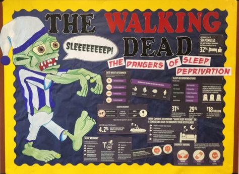 Sleep Deprivation RA Bulletin Board  ----------Info obtained from: http://www.mindbodygreen.com/0-9955/the-dangers-of-sleep-deprivation-infographic.html Ra Programs, Res Life Bulletin Boards, Work Wellness, Resident Assistant Bulletin Boards, Nurse Bulletin Board, College Collage, October Bulletin Boards, College Bulletin Boards, Ra Themes