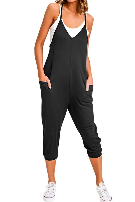 PRICES MAY VARY. Premium Quality Materials: Made with high-quality materials, the Laviqk Women's Jumpsuits and Rompers are soft, comfortable, and durable. They are designed to withstand regular wear and tear, ensuring that they will last you for years to come. Feature: Adjustable Spaghetti Strap Jumpsuits, One Piece Sleeveless Jumpsuits, Not See-through Solid Color, Two Side Pockets Long Wide Pants, Solid color, Lightweight And Breathable, Stretchable Capri/Long Length Romper for Women, V Neck, Athletic Jumpsuit Outfit, Long Wide Pants, V Neck Jumpsuit, Cami Romper, Jumpsuit Outfit, Romper Outfit, Sleeveless Rompers, Wide Pants, Sleeveless Jumpsuits