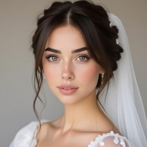 💅💫 Chic Best Wedding Hairstyles wedding hairstyles half up half down bangs | Dreamy Elegance 🌼 are the ultimate choice for brides looking to blend romance with sophistication. Discover stunning styles that beautifully frame the face while keeping hair elegantly styled. Whether you're opting for boho vibes or classic elegance, these half up half down hairstyles with bangs are versatile enough to match any wedding theme. Let your hair tell a story on your special day with these chic looks that inspire timeless beauty! ✨💖 Hairstyle For Veil, Bride Hair And Makeup Wedding Day, Bride Hairstyles With Bangs, Soft Bridal Hair, Bridal Hair With Bangs, Half Up Half Down Bangs, Wedding Hair With Bangs, Bridal Hair Half Up With Veil, Bridal Hair Half Up