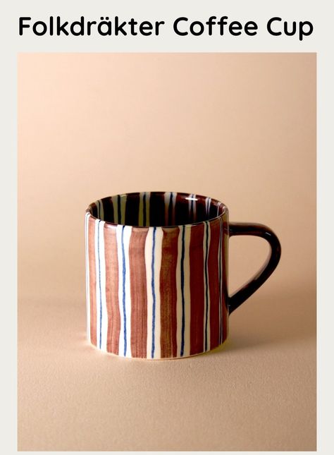 Striped Ceramic Mug, Pottery Artist, Adobe Illustrator Design, Pottery Painting Designs, Pretty Mugs, Diy Ceramic, Tableware Design, Ceramics Pottery Art, Ceramic Set