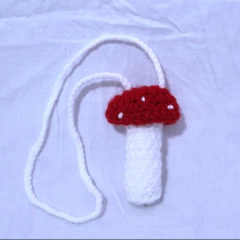 Handmade Crochet Mushroom Holder Crochet Mushroom, Red Mushroom, Keychain Charm, Crochet Keychain, Charm Keychain, Handmade Crochet, Stuffed Mushrooms, Crystals, Crochet