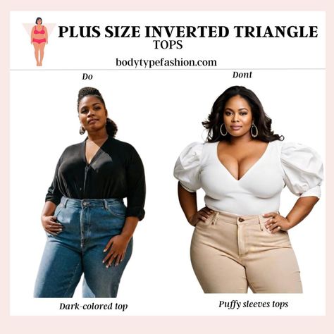 Skip ruffles and shoulder pads Plus Size Inverted Triangle, Inverted Triangle Fashion, Puffy Sleeve Top, Wardrobe Aesthetic, Strengths And Weaknesses, Broad Shoulders, Inverted Triangle, College Fits, Triangle Top