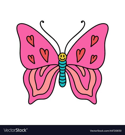 Tufting Inspiration, Groovy Butterfly, Emote Ideas, Vector Butterfly, Disney 2025, Butterfly Vector, Rug Tufting, Retro Butterfly, Hippie Summer