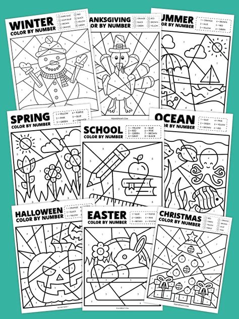 Easter Color By Number, Halloween Color By Number, Christmas Color By Number, Easter Color, Creative Worksheets, Paper Play, Thanksgiving Color, Free Printable Games, Easter Printables Free