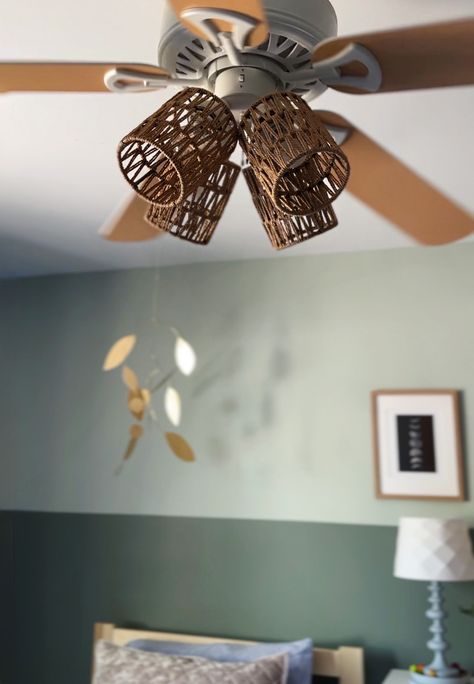 Learn budget friendly tips to update an old Ceiling Fan in your home!  From ceiling fan lights upgrades to replacing your fan blades, there are lots of ways to improve the look of your fan with minimal effort and cost.  Delineate Your Dwelling Circle Fan Decorations Diy, Modernize Ceiling Fan, Ceiling Fan In Kitchen Ideas, Update Ceiling Fan Light Covers, Update Old Ceiling Fan, Paint Ceiling Fan Blades, Ceiling Fan Replacement Globes, Ceiling Fan Redo, Boho Ceiling Fan