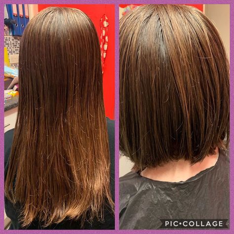 Taking the plunge and getting a cut is a hard decision, trust us we know. Going from long, beautiful locks that have unlimited style options, to hair ... Long Bob Brunette, Long Angled Bob, Brunette Hair Cuts, Before And After Hair, Hard Decision, Before And After Haircut, Angled Bob Haircuts, Long To Short Hair, Hair Makeover