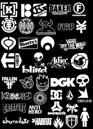 Popular Skate Logos Skate Brands Logo, Independent Skate Logo, Skateboard Brands Logo, Skate Brand Logo, Skate Logo Design, Skateboard Logo Design, Skate Branding, Simon Walker Design, Skateboarding Logo