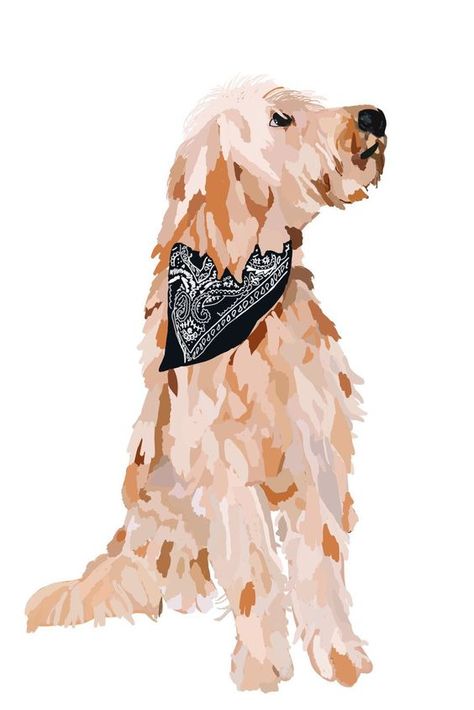 Goldendoodle Pictures, Cute Goldendoodle, Goldendoodle Art, Pet Drawings, Dog Portraits Painting, Widget Aesthetic, Custom Pet Art, Drawing Graphic, Procreate Ipad Art