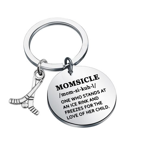 PRICES MAY VARY. 1.Hand Stamped:MOMSICLE:ONE WHO STANDS AT AN ICE RINK AND FREEZES FOR THE LOVE OF HER CHILD. 2.The perfect gift for a hockey mom, or a daughter/son for a mom, or for a hockey player, captain, or coach. 3.Measurement:about 3.0*3.0cm 4.Material - Stainless Steel :don't tarnish, don't rust, and don't change color.It is lead free and nickel free. 5.It comes with a velvet pouch,ready for gifting. Hockey Mom Gifts, Hockey Coach Gifts, Hockey Player Gifts, Hockey Coach, Ice Hockey Players, Mom Keychain, Ice Rink, Coach Gift, Hockey Player