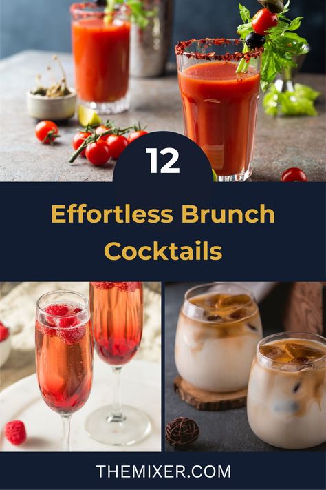 The best Brunch Cocktails all have one common ingredient: they’re effortless to prepare. Brunch should be relaxed and fun. So whether you’re strutting in heels or rocking your comfiest sweats, get together with your friends and add some sunshine to your weekend with these 12 cheery Brunch Cocktails. Breakfast Alcoholic Drinks, Brunch Drinks Alcoholic, Brunch Beverages, Bellini Cocktail Recipes, Best Mimosa Recipe, Brunch Cocktail Recipes, Cocktails To Make At Home, Tequila Sunrise Cocktail, Morning Cocktail