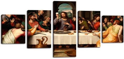 Jesus The Last Supper Wall Art Canvas Prints Leonardo da Vinci Classic Art Reproductions. Giclee Print& Silver Museum Quality Framed Posters Artwork for Wall Decor Living Room office (50''Wx24''H) The Last Supper Painting, Jesus Wall Art, The Last Supper, Religious Wall Decor, Christian Wall Decor, Jesus Painting, Christian Decor, Last Supper, Wall Decorations