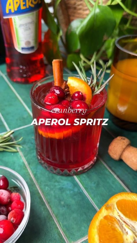 Sarah Bond | Cranberry Aperol Sptriz! Drop in those spiced cranberry ice cubes, top with Aperol and bubbly, and watch the magic happen. It’s the... | Instagram Cranberry Ice Cubes, Cream Of Tartar Uses, Cranberry Ice, Winter Cocktails, Fall Cocktails, Homemade Holiday, Alcoholic Beverages, Cream Of Tartar, Aperol Spritz