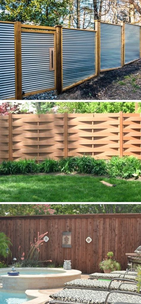 65+ Cheap and Easy DIY Fence Ideas For Your Backyard, or Privacy Back Yard Fence Ideas, Easy Diy Fence, Yard Fence Ideas, Diy Fence Ideas, Beautiful Fences, Brick House Exterior Makeover, Good Neighbor Fence, Porch Fence, Diy Backyard Fence