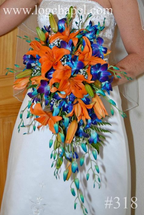 Blue Orange Weddings, Orange Wedding Bouquet, Orange Wedding Colors, Orange Wedding Flowers, Burnt Orange Weddings, Blue Wedding Bouquet, Rustic Fall Wedding, Cascade Bouquet, Fall Wedding Bouquets