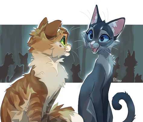 graypillow on Instagram: “Crookedpaw and Bluepaw befriending at the Gathering 🌿🌌 still drawing commissions, but here's a little fanart because i wanted to draw…” Cat Fanart, Warrior Cat Memes, Warrior Cats Comics, Drawing Commissions, Cat Warriors, Warrior Cats Series, Warrior Cats Books, Warrior Drawing, Warrior Cats Fan Art