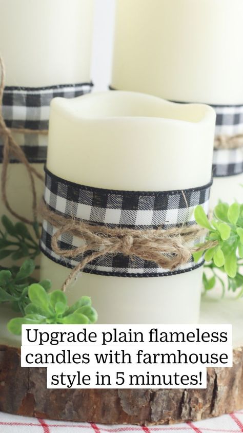 DIY Buffalo Plaid Farmhouse Candles | Country farmhouse decor, Diy farmhouse decor, Farmhouse candles Farmhouse Candles, Farmhouse Crafts, Dollar Tree Decor, Farmhouse Decoration, Front Porch Ideas, Diy Farmhouse Decor, Diy Furniture Table, Country Farmhouse Decor, Small Bathroom Decor