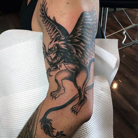 70 Griffin Tattoo Designs For Men - Mythological Creature Ideas Mythical Creatures Tattoo, Griffon Tattoo, Gryphon Tattoo, Tattoo Writing Styles, Griffin Tattoo, Claw Tattoo, Creature Ideas, Tattoo 2024, Hawk Tattoo