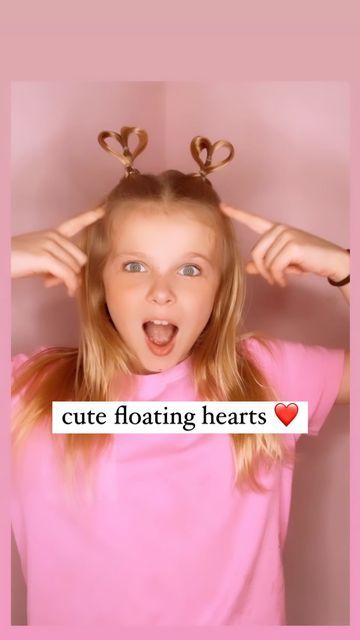 Heart Girls Hairstyles, Rainbow Hair Crazy Hair Day, How To Do Hearts In Hair, Dr Seuss Crazy Hair Day Ideas, Cute Hairstyles For Crazy Hair Day, How To Make Hearts In Your Hair, Heart Ponytails For Kids, Kids Valentine Hair Ideas, Toddler Valentines Day Hairstyles