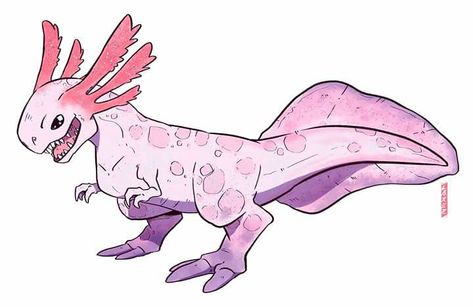 Axolotl Concept Art, Axolotl Drawing Reference, Axolotl Dragon Art, Axolotl Monster, Axolotl Art, Fantasy Beasts, Creature Drawings, Drawing Expressions, Dinosaur Art