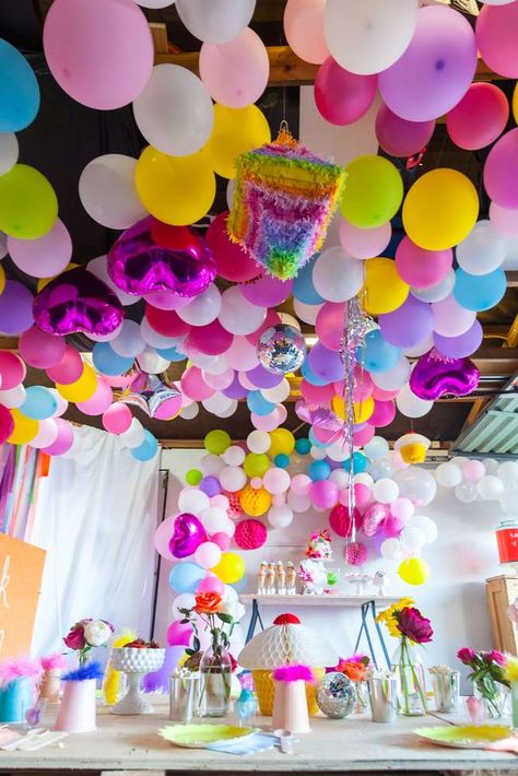 Loving the vibrant colors and decorations at this Trolls Birthday Party!! See more party ideas and share yours at CatchMyParty.com #trolls #decorations Disco Birthday, Balloon Ceiling, Dance Party Birthday, Disco Birthday Party, Trolls Party, Trolls Birthday Party, Troll Party, Fun Birthday Party, Birthday Party Planning