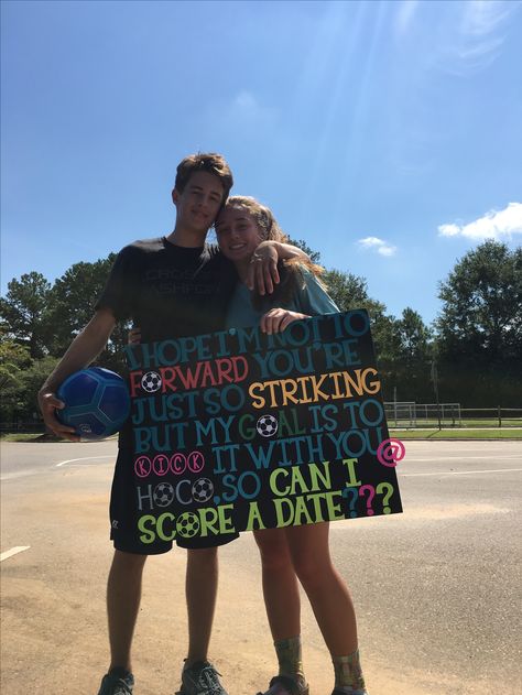 Soccer Theme Prom Proposal, Promposal Soccer Ideas, Hoco Proposals Soccer Ideas, Hoco Proposals Ideas Soccer Theme, Soccer Related Hoco Proposals, Hoco Proposals Ideas For Soccer, Cute Soccer Promposals, Soccer Theme Hoco Proposal, Soccer Proposal Ideas