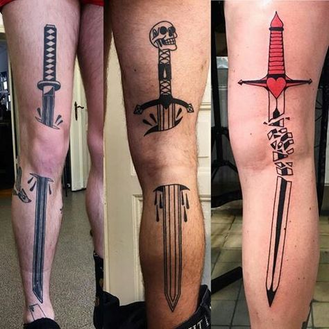 Knife Knee Tattoo, Traditional Black Tattoo, Mandala Hand Tattoos, Leopard Tattoos, Knife Tattoo, King Tattoos, Elbow Tattoos, Creepy Tattoos, Hand Tattoos For Women