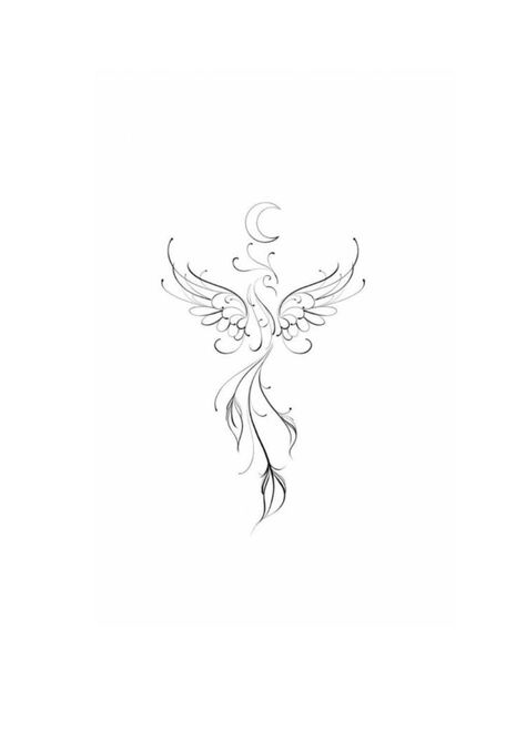 Feminine Tattoos Sternum, Dreamcatcher With Angel Wings Tattoo, Fine Line Aphrodite Tattoo, Spiritual Gemini Tattoo, Phoenix Tattoo Aesthetic, Small Fenix Tattoo, Vertical Tattoo Design Simple, French Tattoo Ideas Illustration, Spiritual Tattoo Designs For Women