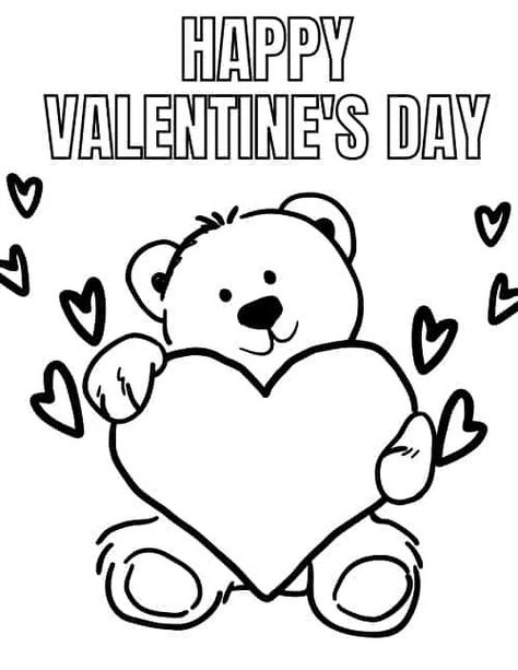 Valentine Coloring Sheets, Printable Valentines Coloring Pages, Teddy Bear Coloring Pages, Valentines Day Drawing, Valentines Day Coloring Page, Valentine Coloring Pages, Heart Coloring Pages, Valentines Day Coloring, Valentine's Day Printables