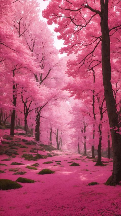 Pink Trees Forest iPhone Wallpaper 4K - iPhone Wallpapers Pink Trees Aesthetic, Pink Forest Background, Pink Tree Aesthetic, Sakura Forest, Background Environment, Shadow Powers, Royal Au, Pixel Game, Plant People