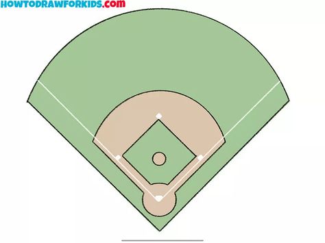 How to Draw a Baseball Field - Easy Drawing Tutorial For Kids Field Drawing, Field Sketch, Baseball Drawings, Baseball Diamond, Drawing Lesson, Drawing Tutorials For Kids, Coloring Supplies, Baseball Stadium, Jackie Robinson