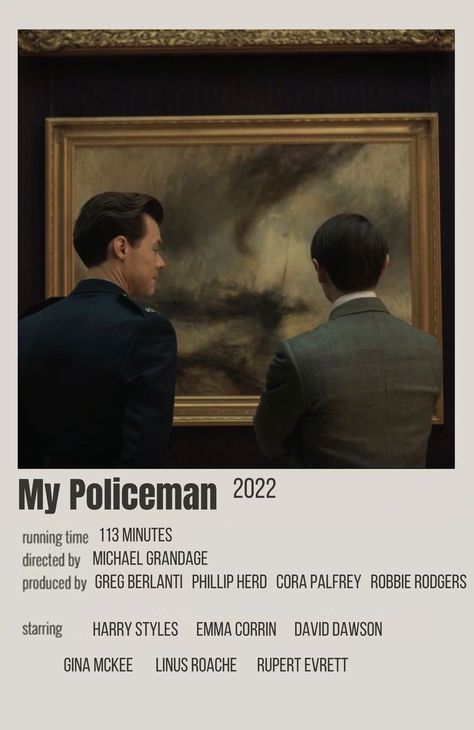 My Policeman Minimalist Poster, My Policeman Movie Poster, My Policeman Polaroid Poster, Gay Movie Poster, My Policeman Poster, My Policeman Movie, Movie Character Posters, Indie Movie Posters, My Policeman