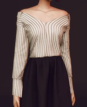 Off the shoulder blouse by SLYD The Sims 4 Sims 4 Cc Striped Shirt, Sims 4 Striped Shirt, Sims 4 Blouse, Sims 4 Cc Blouse Female, Sims 4 Off Shoulder Top, Sims 4 Off The Shoulder Top, Fancy Shirt, Shoulder Shirts, Off Shoulder Tops