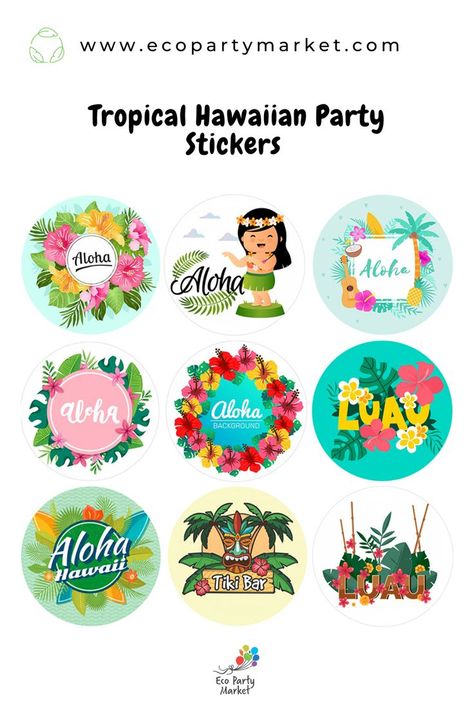 Hawaiian Stickers, Hawai Party, Record Painting, Fiesta Tropical, Party Stickers, Tropical Resort, Aloha Hawaii, Hawaiian Party, Tiki Bar