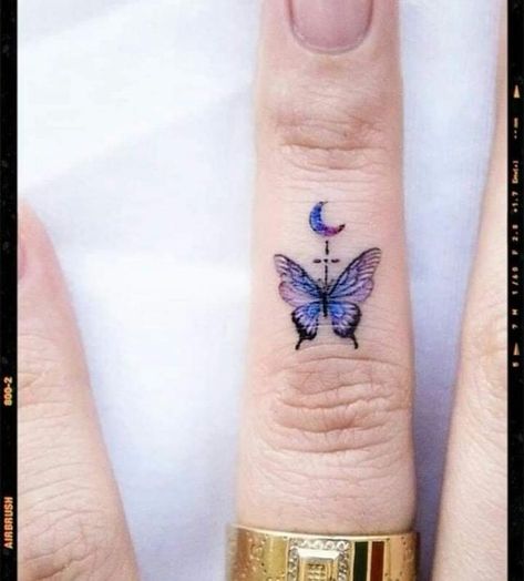 Lilac Tattoo, Butterfly Tattoo Ideas, Thumb Tattoos, Character Tattoos, Nautical Nails, Finger Tattoo For Women, Finger Tats, Butterfly Tattoos For Women, Tattoos For Women Flowers