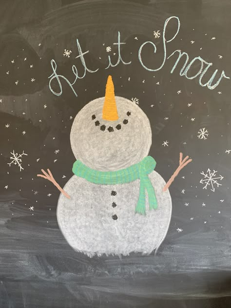 Christmas Whiteboard Drawings, January Chalkboard Calendar Ideas, Winter Chalk Drawings, Winter White Board Ideas, Easy Christmas Chalkboard Art, Winter Chalk Boarder Designs Easy, Winter Chalkboard Art Easy, Christmas Chalkboard Art Easy, Diy Christmas Chalkboard Ideas